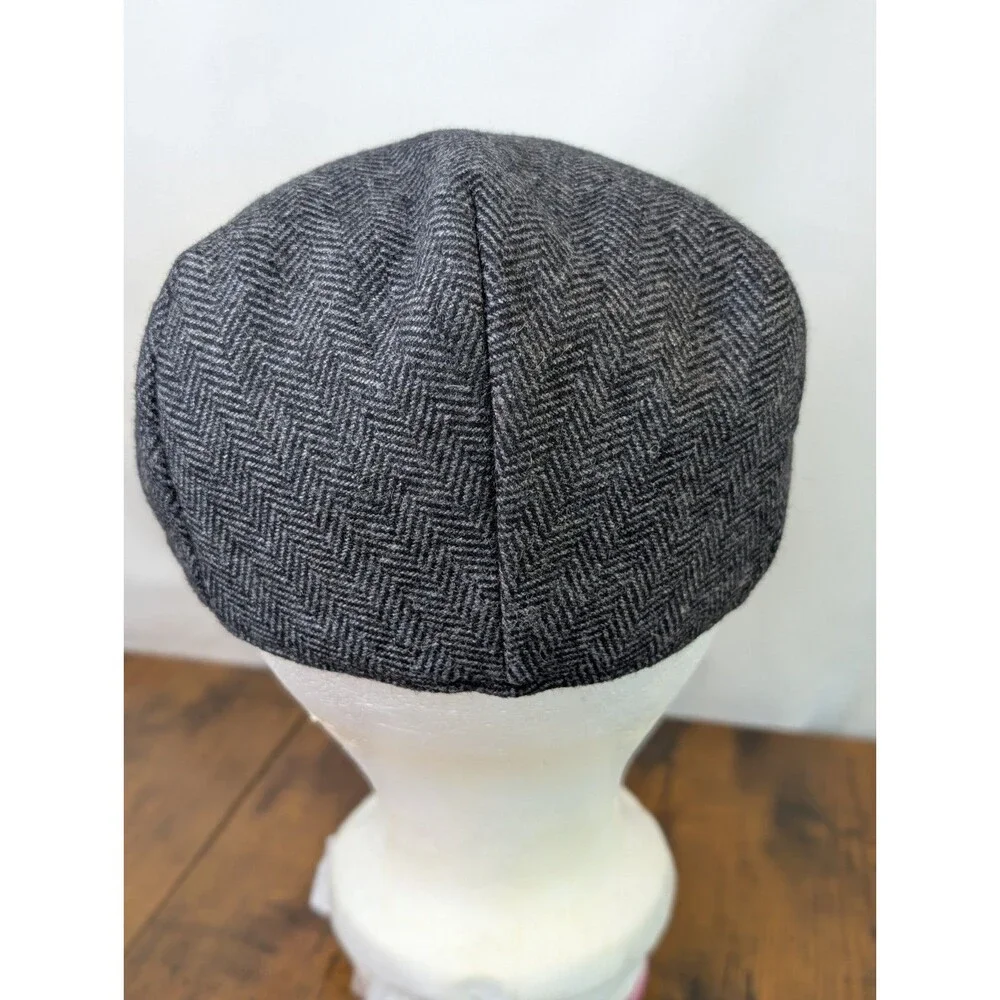 Voboom Headwear Herringbone Wool Blend Newsboy Flat Cap Hat 57cm